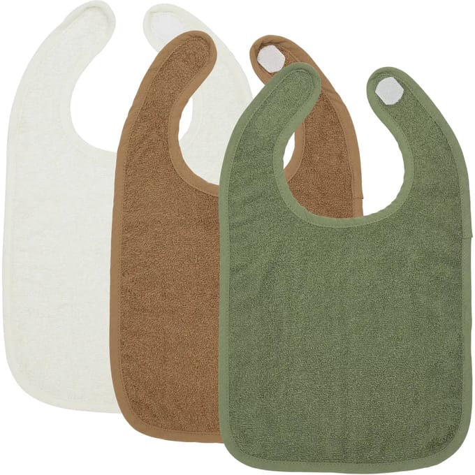 Meyco Baby Uni slab - 3-pack - badstof - offwhite/toffee/forest green