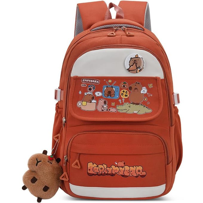 Meisjes Leuke Capibara Rugzak Basisschool Middelbare School Studenten Rugzak met Grote Capaciteit College Stijl single package brown