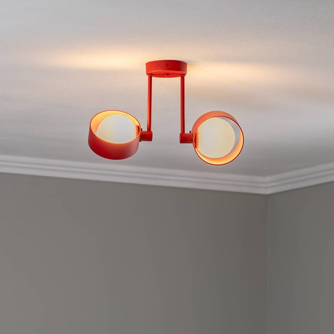 Argon Plafondlamp Mado, 2-lamps, rood