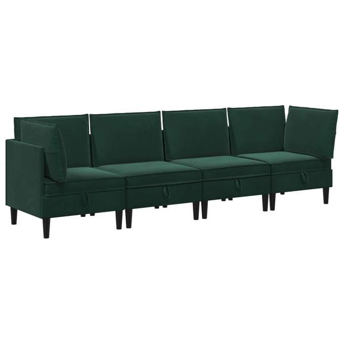 vidaXL - Woonkamer - Meubelset - 4 - st - Donkergroen - Fluweel