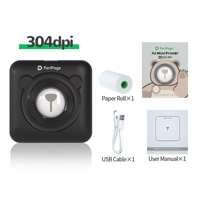 PeriPage A6 Mini Pocket Printer 304DPI Draadloze BT Thermische Printer Foto Foto Label Memo wit