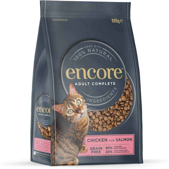 800g Encore Cat kip met zalm droogvoer voor katten