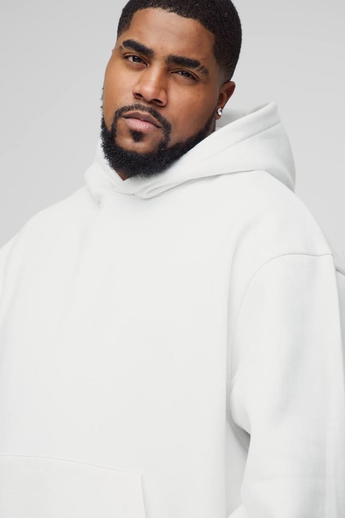 Plus 330GSM Basic Oversized Over het Hoofd Hoodie | White | Size 4XL