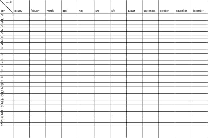 Jaarplanner - Tijdloos - A0 - 118x84cm