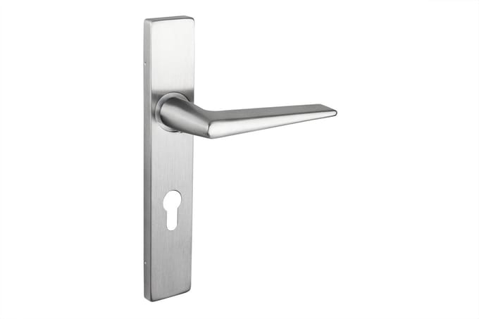 Lavuzo deurkruk Modena RVS met rechthoekig schild PC72 | Per set | Rvs deurkruk