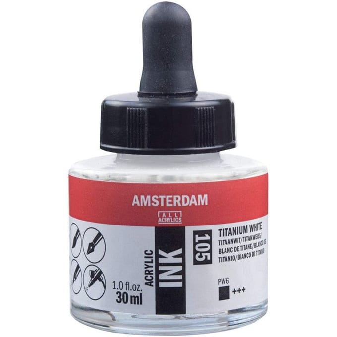 Flacon encre acrylique Acrylic Ink Amsterdam 30ml blanc de titane wit