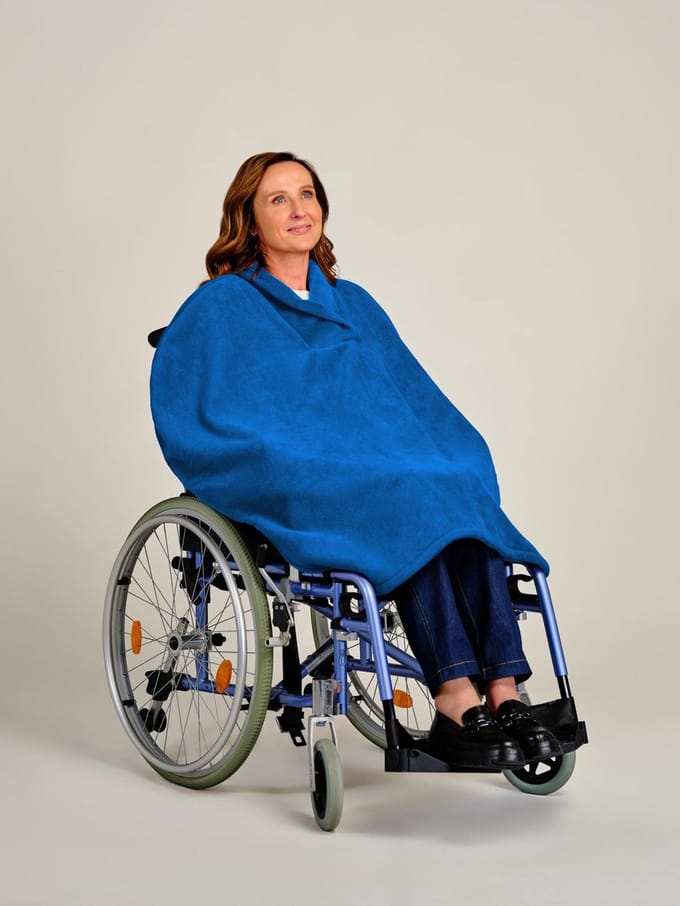 Rolstoelcape fleece - Winter poncho fleece - Dames poncho - Aangepaste Rolstoel Cape - Blauw