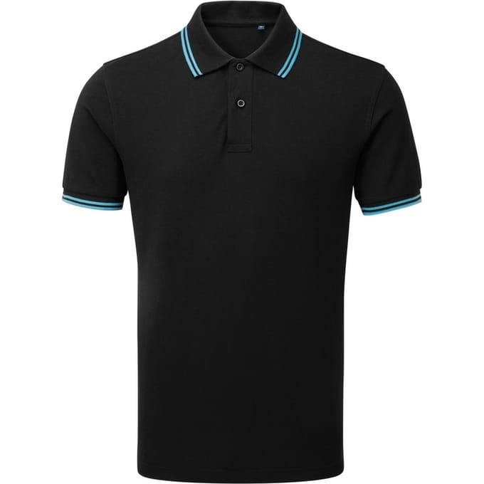Asquith & Fox Heren Klassiek Fit getipt Poloshirt (Zwart / Turkoois)