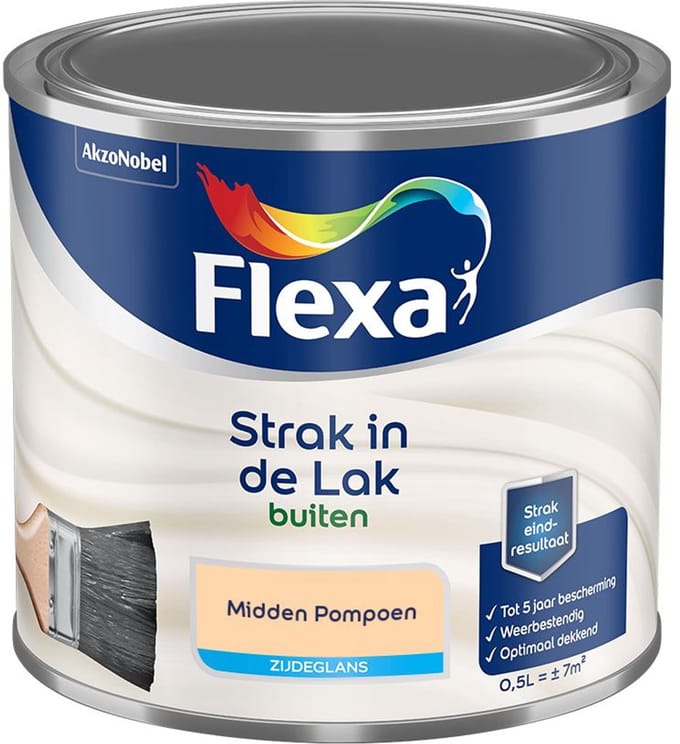 Flexa - Strak In De Lak Buitenlak Zijdeglans - Midden Pompoen - Mengverf - 500 Ml