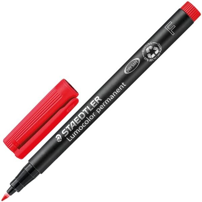 Staedtler Lumocolor permanent F DRY SAFE 318-2 Permanent marker Rood Watervast: Ja