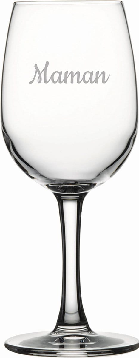 Witte wijnglas gegraveerd - 26cl - Maman
