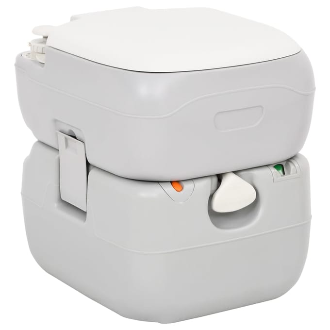 vidaXL - Campingtoilet - draagbaar - 22+12 - L - HDPE - grijs - en - wit