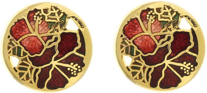 Behave - Oorstekers dames - bloemmotief - rood - 1,5 cm - klassiek