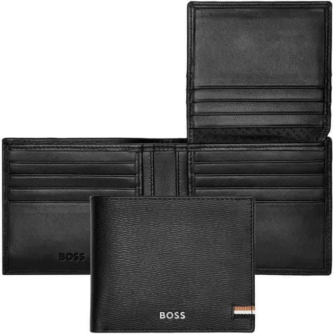 HUGO BOSS Leren Kaarthoes Iconic Card Case Black Zwart