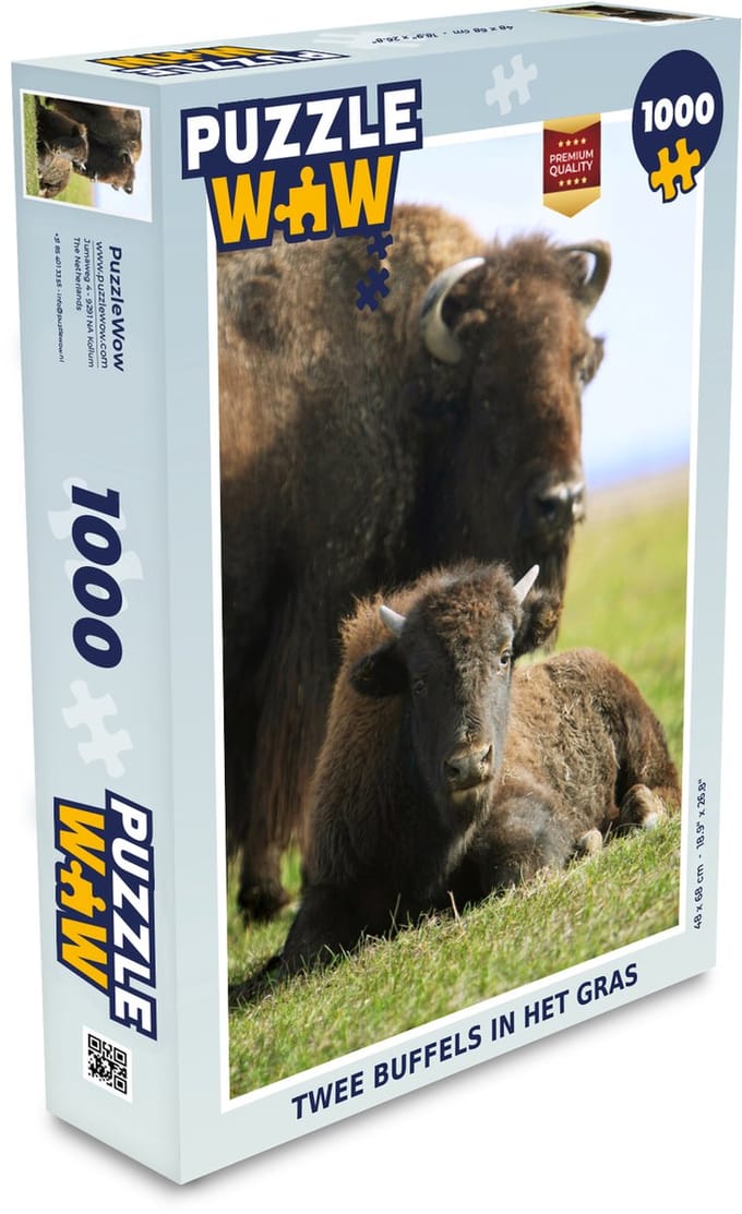 Puzzel Buffel - Gras - Kalf - Legpuzzel - Puzzel 1000 stukjes volwassenen