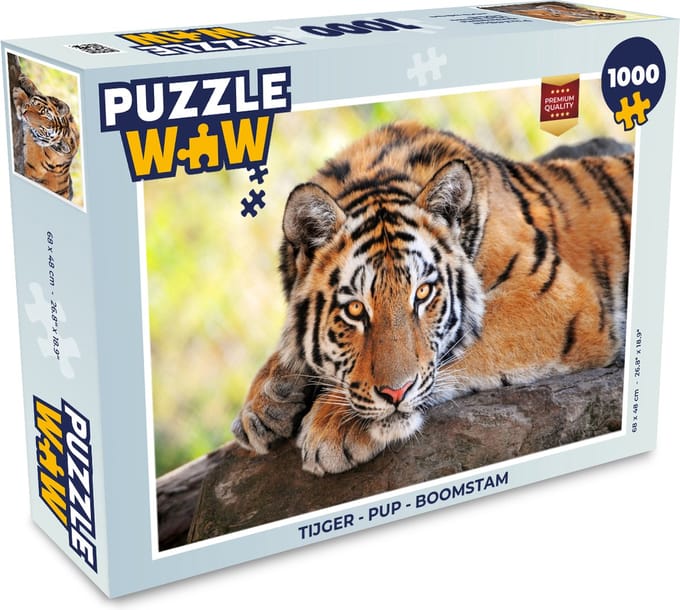 Puzzel Tijger - Pup - Boomstam - Legpuzzel - Puzzel 1000 stukjes volwassenen