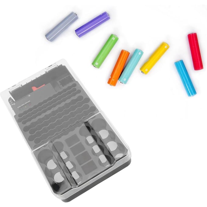 Multifunctionele 104 Vakken 3 Lampjes Batterij Opbergkoffer Organizer Containerdoos met Batterijtester gray