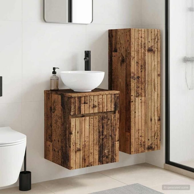 vidaXL - Badkamermeubel - Set - 2 - st - Oud - hout - 33 - x - 34,5 - x - 100 - cm