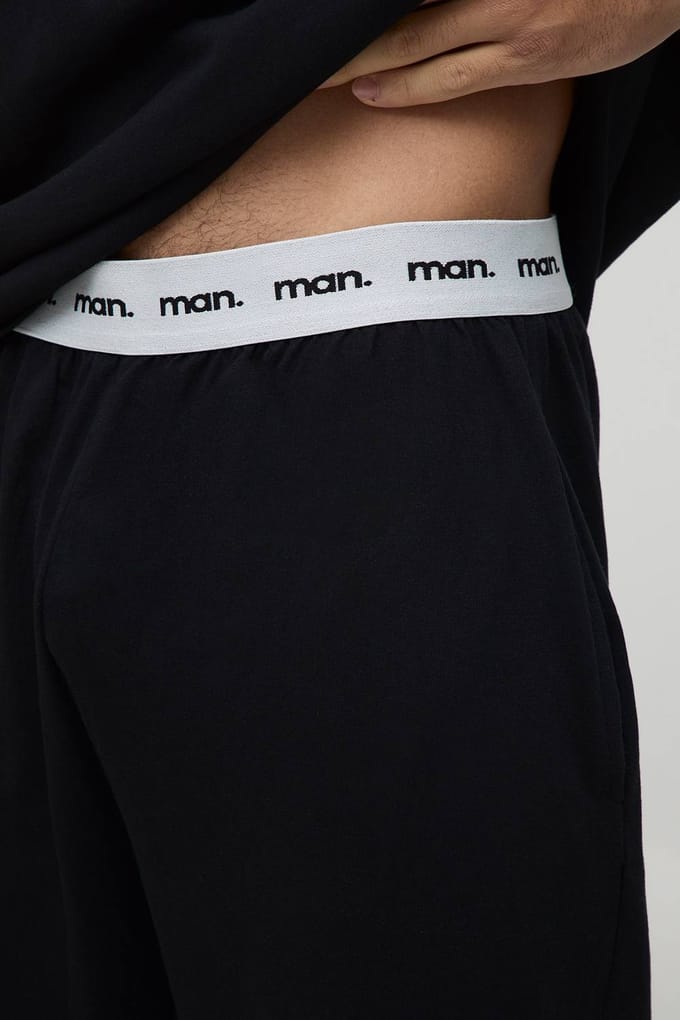 MAN Loungewear Oversized T-Shirt And Relaxed Jogger Set | Black | Size Medium