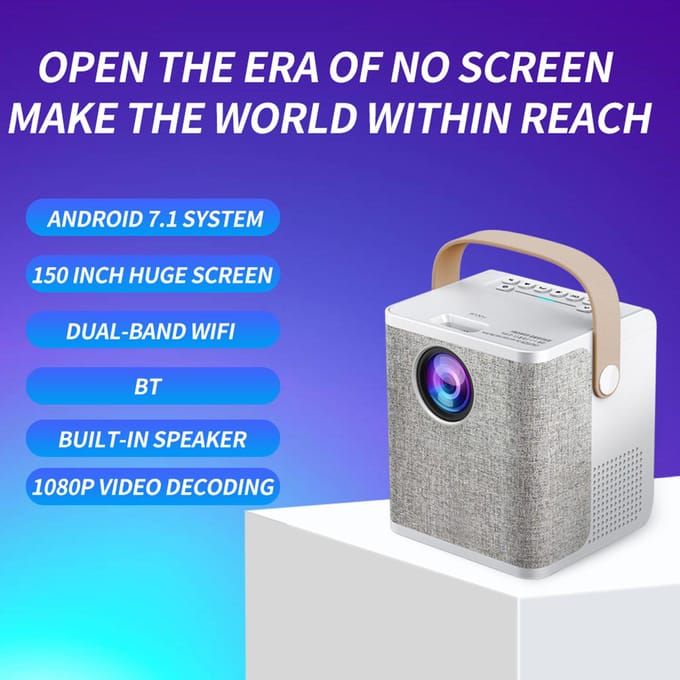 LD01 projecteur LED LCD Portable Android 7.1 Home cinéma 2.4G/5G double bande WiFi BT4.0 sans fil US Plug blanc