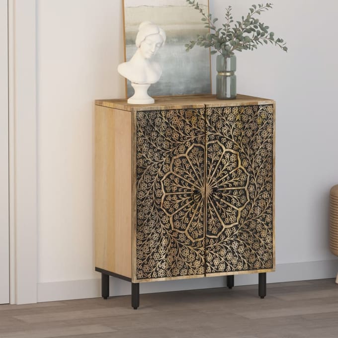 vidaXL - Bijzetkast - 60x33x75 - cm - massief - mangohout