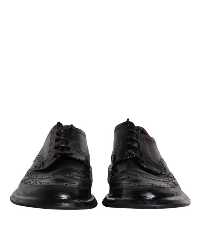 Dolce & Gabbana Zwarte Leren Derby Wingtip Formele Schoenen