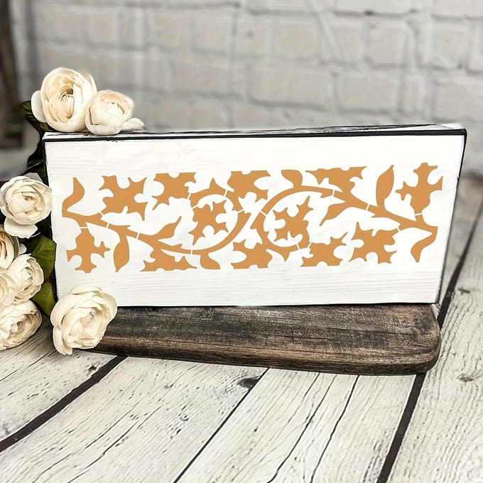 12 Delig Schilderkader Sjabloon, Blad Sjabloon, Herbruikbaar Meubel Taart Decoratie Sjabloon, Geschikt voor Houten DIY 12pcs brown