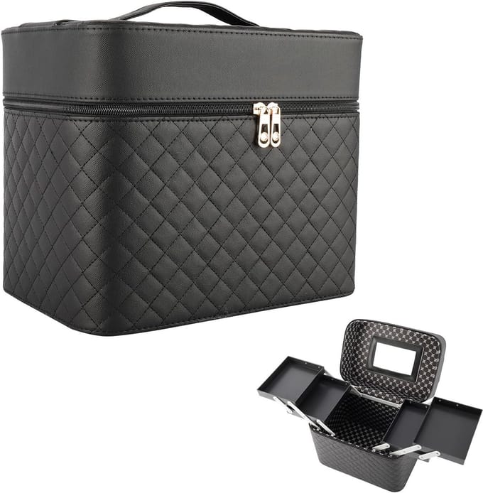Opvouwbare Make-up Organizer met Spiegel - Waterdichte Draagbare Toilettas - Grote Capaciteit en Multifunctioneel Design