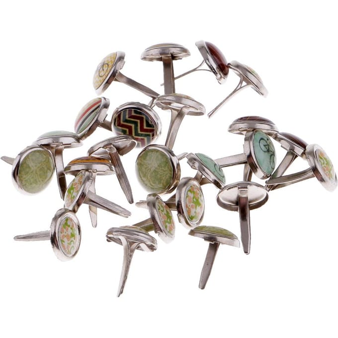50 stuks gemengde ronde Brads versieringen voor DIY scrapbooking sieraden maken as described gray