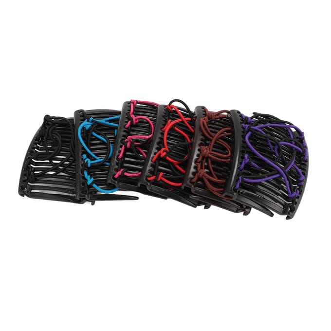 6 Stuks Elastische Magische Haarkam Vintage Rekbare Dubbele Kam Haarvorken Clips Kapsel Multifunctioneel black