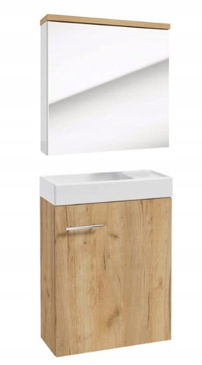 Deftrans Verona Serie - Badkamermeubelset met Wastafel - Dąb Craft - Spiegelkast