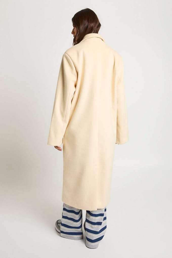 boohoo Dames Maxi Wollen-Look Jas | Butter | Maat: 8
