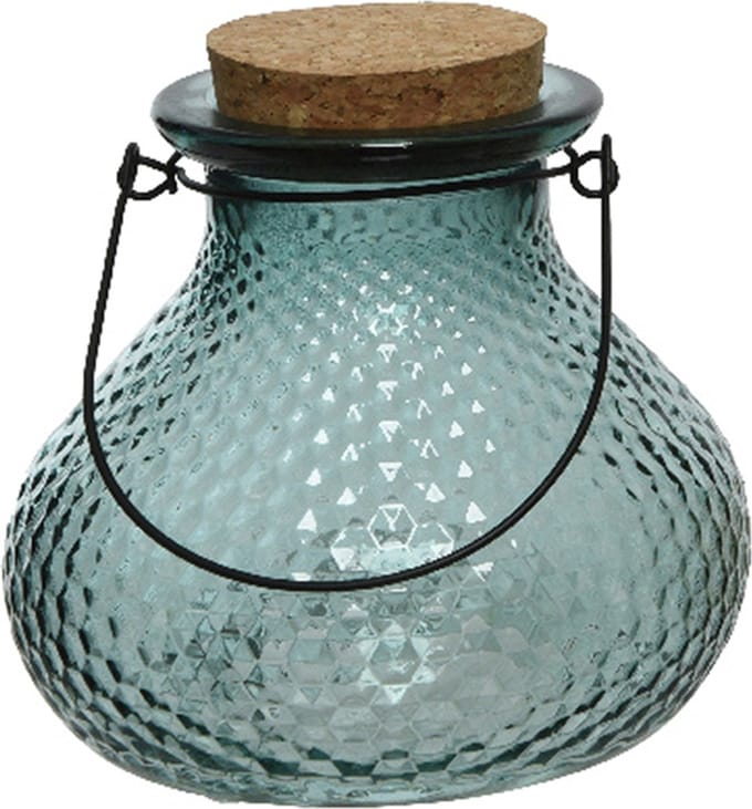 Decoris Wespenvanger/wespenval met hengsel - glas - lichtblauw - D14 x H13 cm