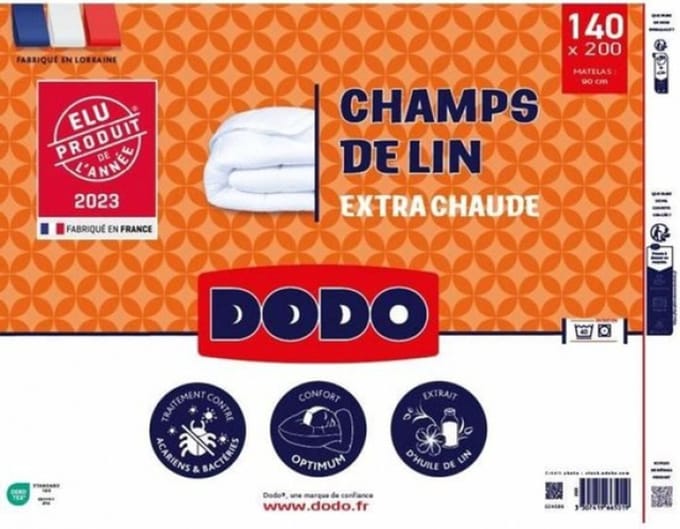 Dekbed DODO Champs de Lin 140 x 200 cm Wit 450 g/m²