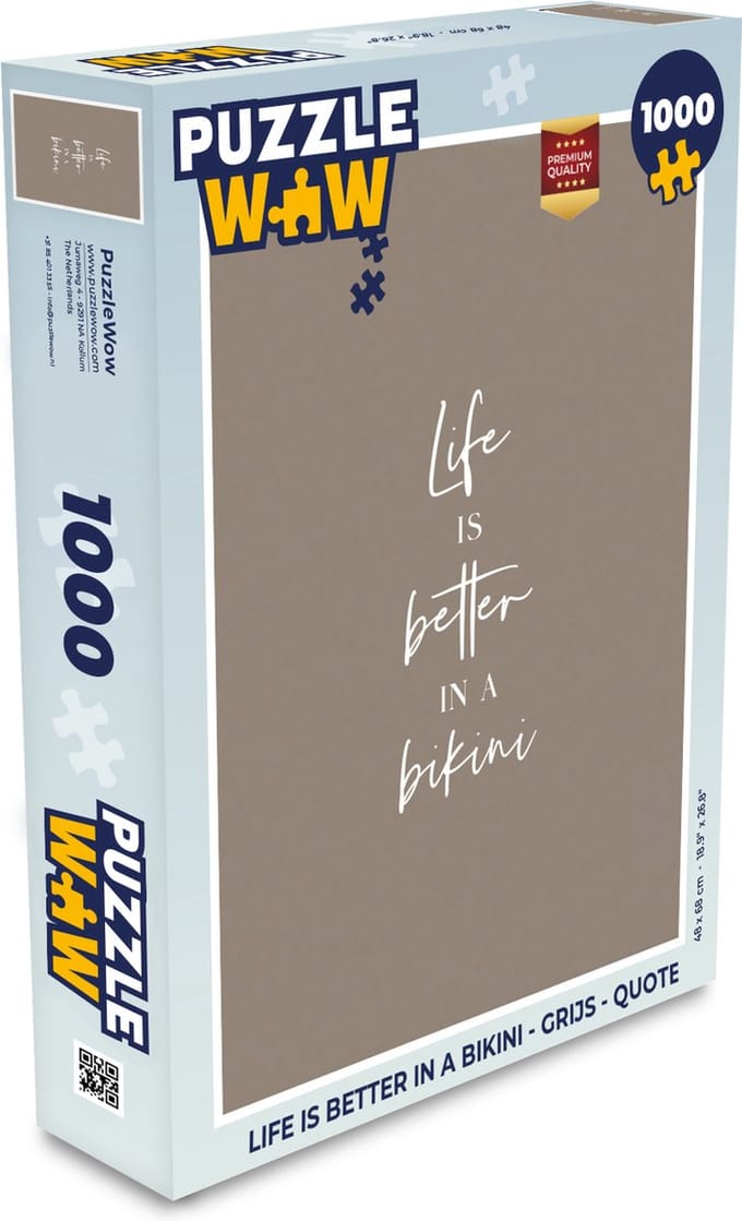 Puzzel Life is better in a bikini - Grijs - Quote - Legpuzzel - Puzzel 1000 stukjes volwassenen