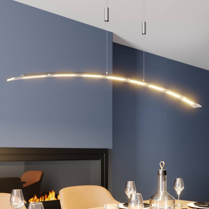 Lindby LED hanglamp Manon, in hoogte verstelbaar, grijs, metaal