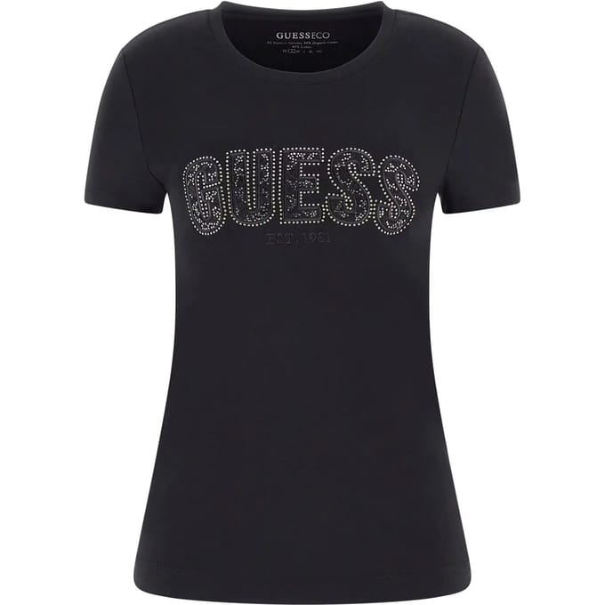 Dames T-shirt met ronde hals van kant Guess