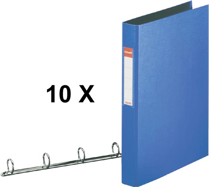 10 x Ringband Esselte Vivida A4 4-rings O-mech 25mm PP blauw