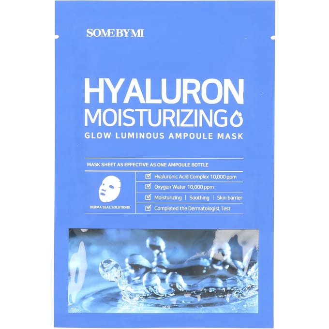 SOME BY MI, Hyaluronic Moisturizing, Glow Luminous Ampoule Beauty Mask, 1 sheet mask, 25g (0.88oz) gray