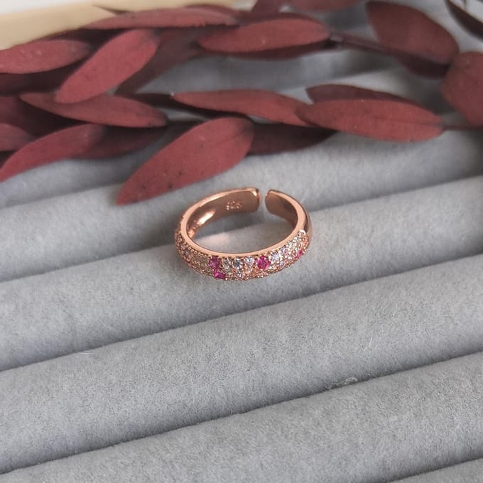 Openende Ring Elegante Roze Glanzend Schitterend Stapelbare Dames Sieraden Cadeau resizable gray