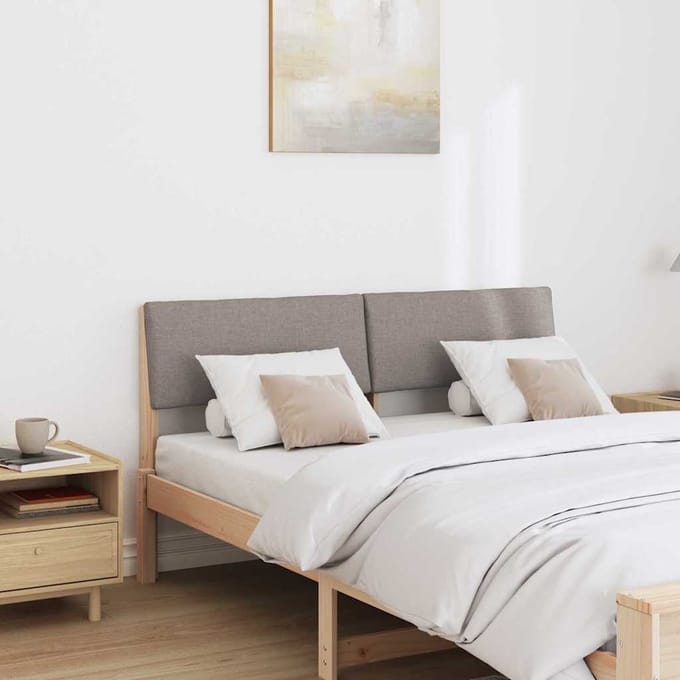 vidaXL - Gestoffeerd - hoofdbord - Taupe - 140 - cm - Massief - grenenhout