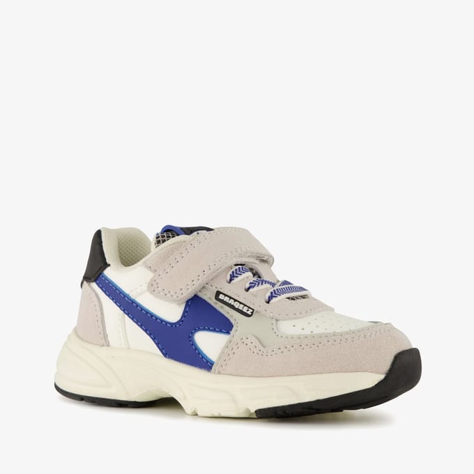 Braqeez leren jongens sneakers grijs blauw - Maat 23 - Uitneembare zool