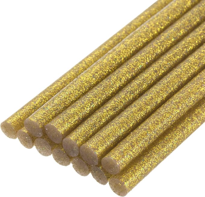 Mini-lijmpistool Lijmstiften 7 mm x 200 mm - Gouden Glitter, 12 stuks