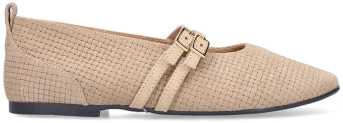No Stress - Dames - Beige suède ballerina's - Maat 41