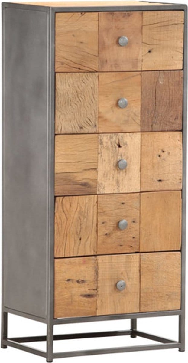 vidaXL - Ladekast - 45x30x100 - cm - massief - gerecycled - hout