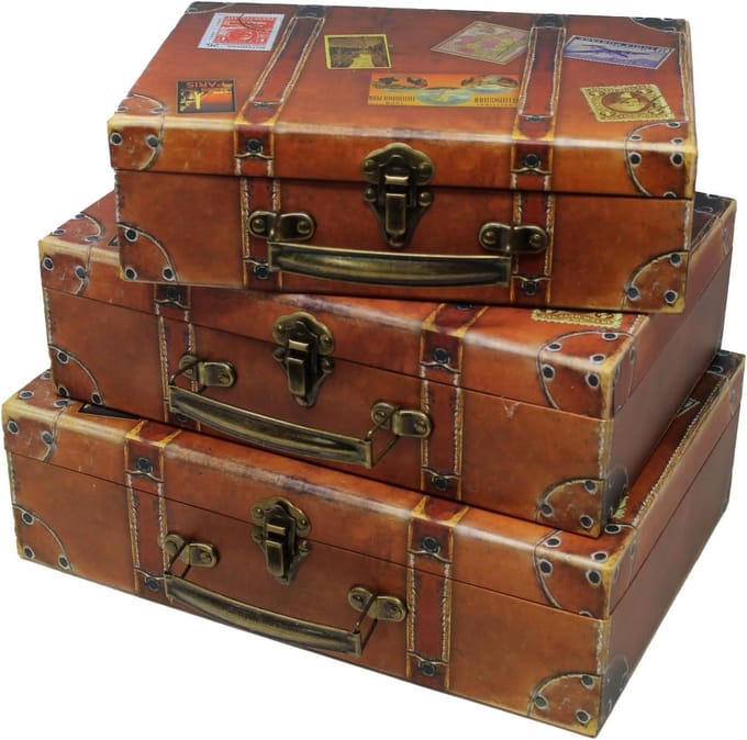 Set van 3 Decoratieve Kartonnen Reisdozen voor Opslag en Cadeaupresentatie