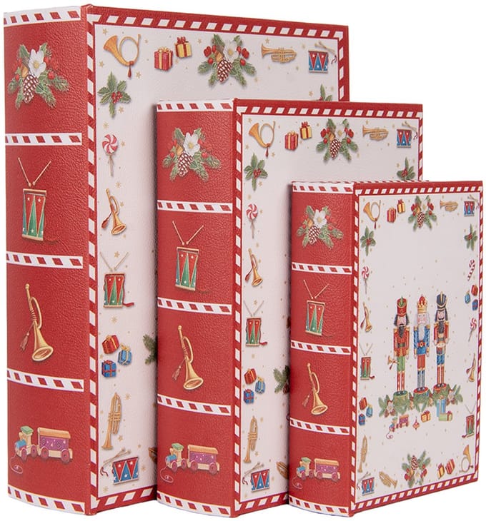 Clayre & Eef Opbergdoos Set van 3 Boeken 27x22x7 / 22x17x6 / 17x12x4 cm Wit Kunststof