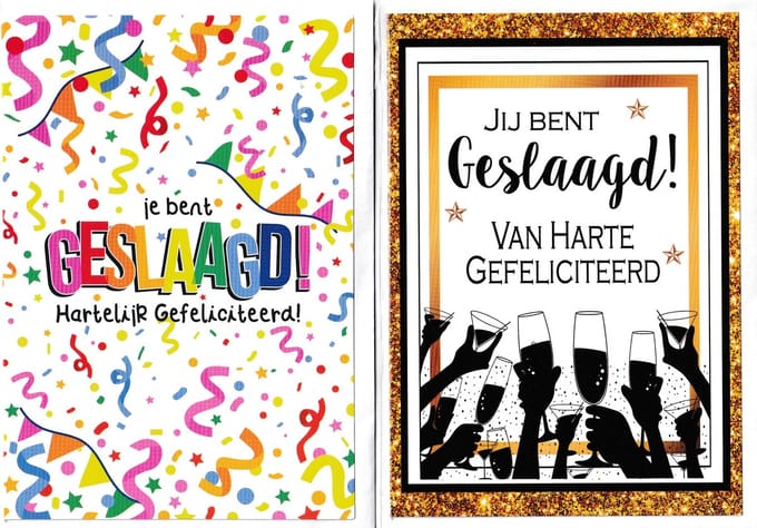Geslaagd Wenskaarten - 20 Stuks - Jij bent Geslaagd! Van harte Gefeliciteerd - GES-009