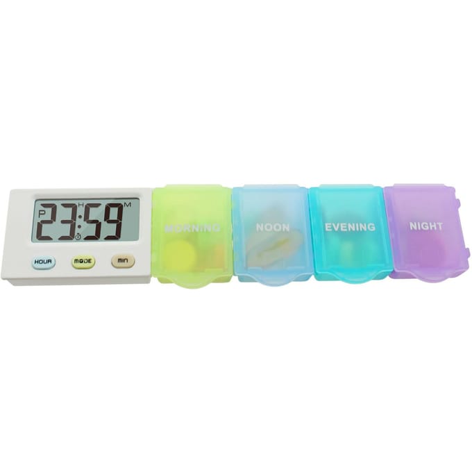 Stofdicht gescheiden pillenorganizer, pillendoosje, elektronische timer, wekker, herinneringsmedicijn veelkleurig