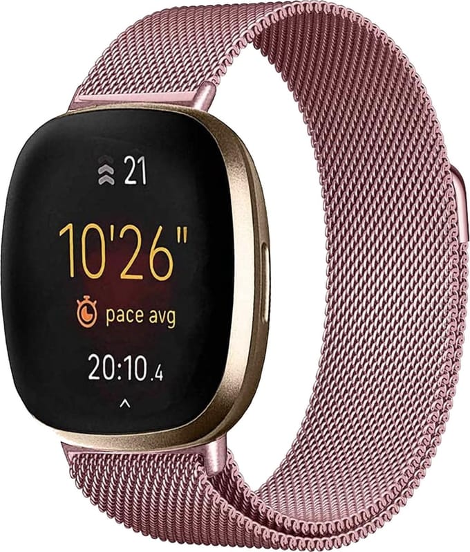 Bandje geschikt voor Fitbit Versa 3 - Roségoud Milanese Band